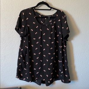 Torrid size 1 black blouse with cute pink bows